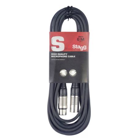Stagg SMC6 - przewód, kabel XLR męski do XLR żeński (6 metrów, czarny) - opakowanie